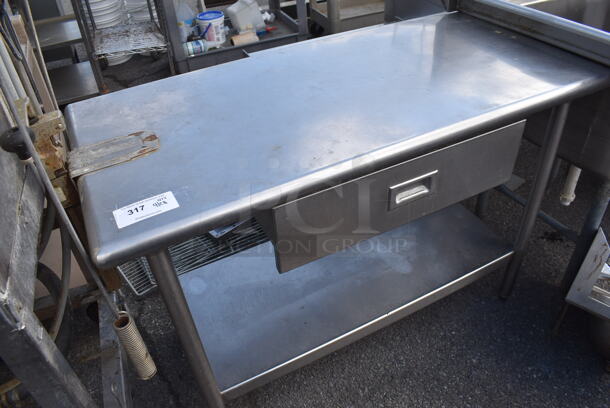 Stainless Steel Table w/ Mounted Commercial Can Opener, Drawer and Under Shelf. - Image 2 of 5