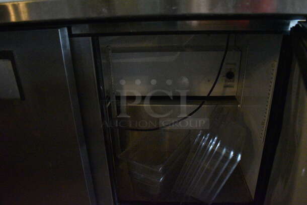 2011 True TSSU-72-30M-B-ST Stainless Steel Commercial Pizza Prep Table on Commercial Casters. BUYER MUST REMOVE. 115 Volts, 1 Phase. 72x34x38. Item Was in Working Condition on Last Day of Business. (Susquehanna Ale House) - Image 9 of 9
