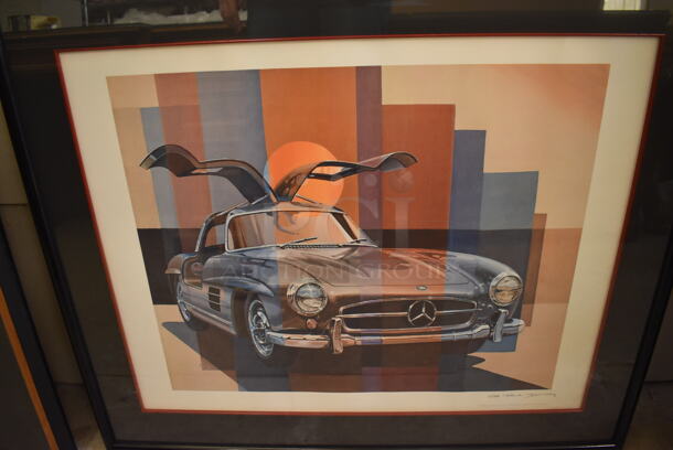 Framed Picture of Mercedes 300 SL by Paul Bracq. - Image 4 of 7