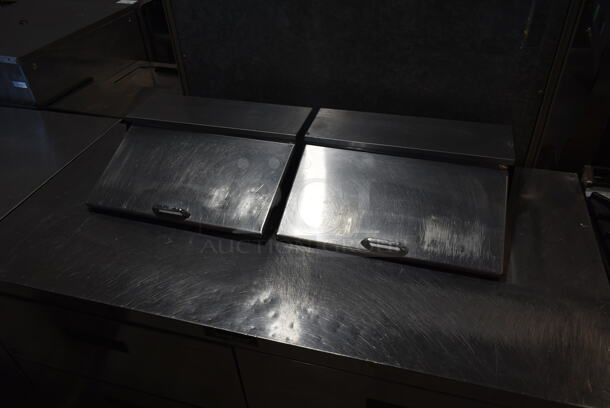 Delfield UCD4464N-12-DD5 Stainless Steel Commercial Sandwich Salad Prep Table Bain Marie Mega Top w/ 4 Drawers. 115 Volts, 1 Phase. Tested and Powers On But Does Not Get Cold
 - Image 2 of 8