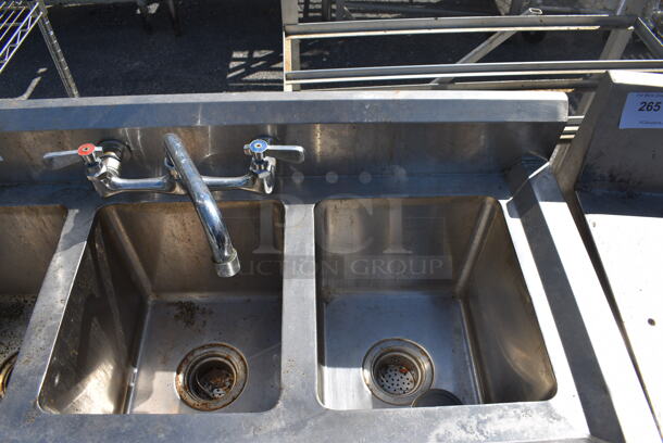 Stainless Steel Commercial 3 Bay Sink w/ Faucet and Handles. 40x19x37.5. Bays 10x11x10 - Image 4 of 6