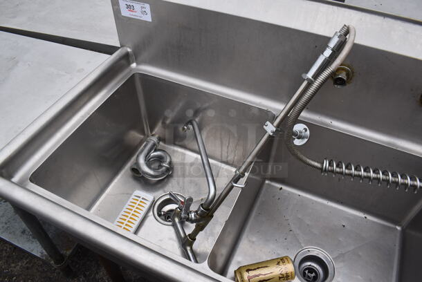 Stainless Steel Commercial 3 Bay Sink w/ Right Side Drain Board, Faucet, Handles and Spray Nozzle Attachment. 76x24x46. Bays 18x18x12. Drain Board 18x21x1 - Image 4 of 6