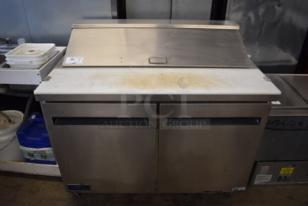 Arctic Air AST48R Stainless Steel Commercial Sandwich Salad Prep Table Bain Marie Mega Top on Commercial Casters. 115 Volts, 1 Phase. 48x30x45. Tested and Working!