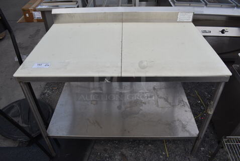 Stainless Steel Cutting Table w/ Full Length Cutting Boards, Backsplash and Stainless Undershelf