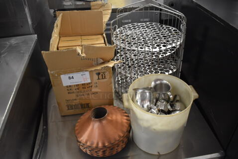 ALL ONE MONEY! Lot of Various Items Including Metal Basket, Metal Cream Pitchers and Thermometers