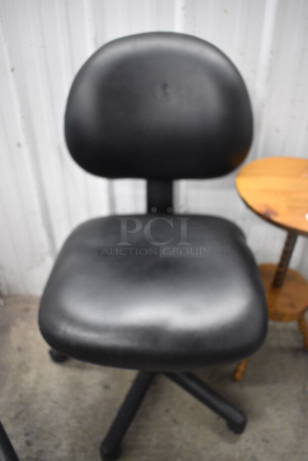 2 Various Chairs; Wooden Stool and Black Office Chair on Casters. 14x14x24, 19x22x37. 2 Times Your Bid! - Image 3 of 4