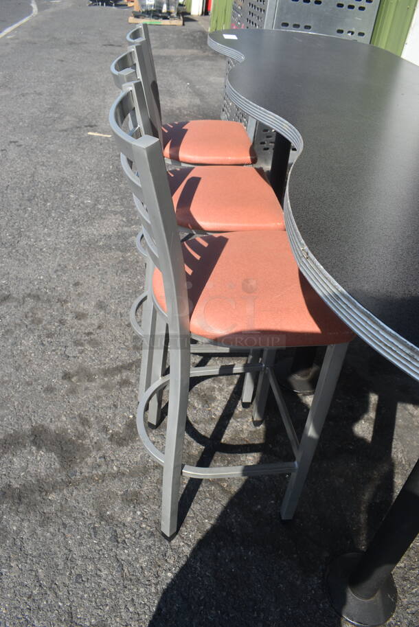 ALL ONE MONEY! Custom Bar Height Table on 3 Bases w/ 3 Bar Height Chairs - Image 3 of 5