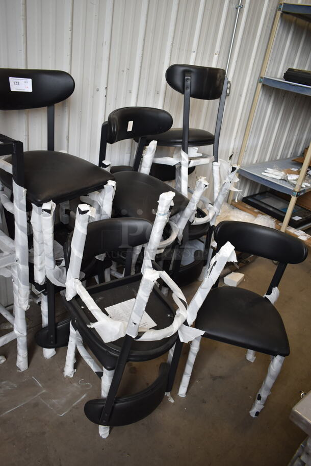 12 BRAND NEW SCRATCH AND DENT! Lancaster Table & Seating Black Metal Dining Height Chair w/ Black Cushion. 12 Times Your Bid! - Image 3 of 6