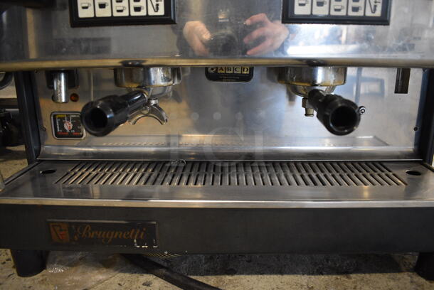 Brugnetti Model Meta Stainless Steel Commercial Countertop 2 Group Espresso Machine w/ 3 Portafilters and Steam Wands. 230 Volts. 27.5x21.5x19.5 - Image 3 of 7