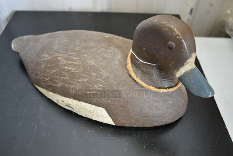 VINTAGE Hand Carved Bluebill Hen Duck Decoy. From Thousand Islands Region in New York. Original Tack Eyes. Original Paint. Approximately 100 Years Old.