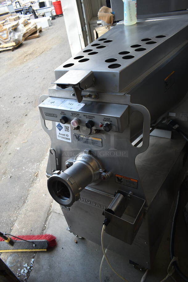 2016 Hobart MG2032 Metal Commercial Floor Style Electric Powered Meat Mixer Grinder w/ Foot Pedal on Commercial Casters. 208 Volts, 3 Phase. Tested and Working! - Image 2 of 10