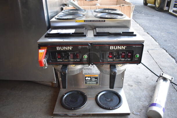 2012 Bunn Model CWTF 4/2 TWIN Stainless Steel Commercial Countertop Dual 6 Burner Coffee Machine w/ Hot Water Dispenser and 2 Metal Brew Baskets. 120/240 Volts, 1 Phase. 16x20x19 - Image 2 of 8