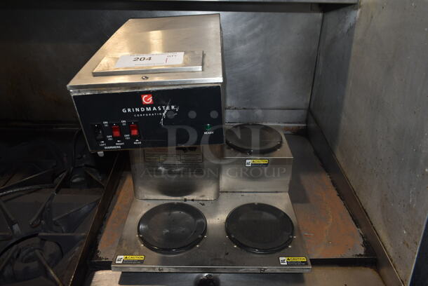 Grindmaster BL-3PW Stainless Steel Commercial Countertop 3 Burner Coffee Machine. 120 Volts, 1 Phase.  - Image 1 of 7