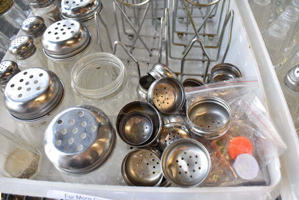 ALL ONE MONEY! Lot of Various Metal Jelly Holders, Poly Seasoning Shakers and Salt Shakers in Poly Bin! - Image 4 of 5