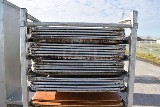Metal Commercial Pan Transport Rack w/ Various Metal Baking Pans on Commercial Casters. 21x26.5x69 - Image 3 of 4