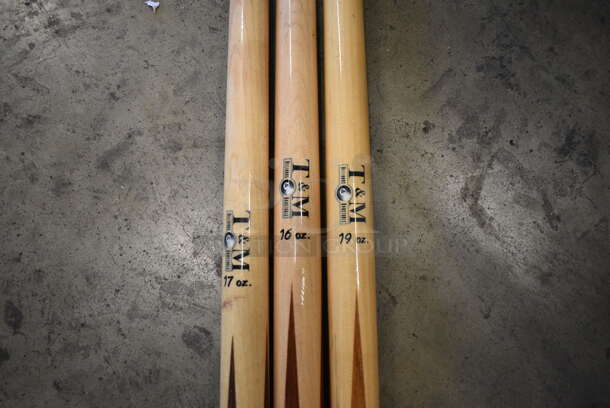 3 Wood Pattern Pool Cues; 16 oz, 17 oz and 19 oz. 58". 3 Times Your Bid! - Image 2 of 3