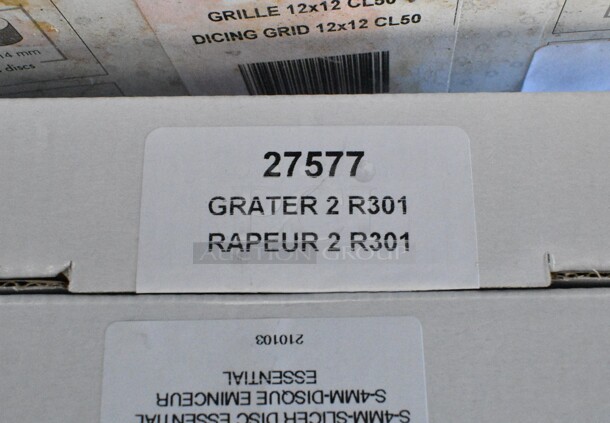 3 BRAND NEW SCRATCH AND DENT! Robot Coupe Food Processor Blades Including  27566 5/32" Slicing Disc, 27577 5/64" Grating / Shredding Disc, 28167 Dicing Grid, 12X12. 3 Times Your Bid!  - Image 4 of 5