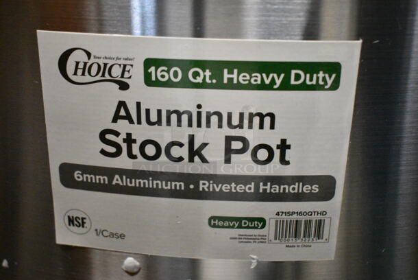 BRAND NEW SCRATCH AND DENT! Choice 471SP160QTHD 160 Qt. Heavy Weight Aluminum Stock Pot w/ Choice 471SPC140 - Image 6 of 6