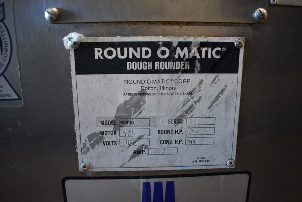 Round O Matic R-900 Stainless Steel Commercial Floor Style Dough Rounder on Commercial Casters. 115 Volts, 1 Phase. 36x28x44. Tested and Working! - Image 6 of 7