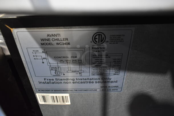 BRAND NEW SCRATCH AND DENT! Avanti WC3406 34 Bottle Capacity Freestanding Wine Cooler. 115 Volts, 1 Phase. Tested and Working! - Image 4 of 4