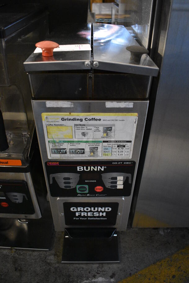 Bunn G9-2T DBC Stainless Steel Commercial Countertop 2 Hopper Coffee Bean Grinder. 120 Volts, 1 Phase. 8.5x18.5x28. Tested and Working! - Image 1 of 6