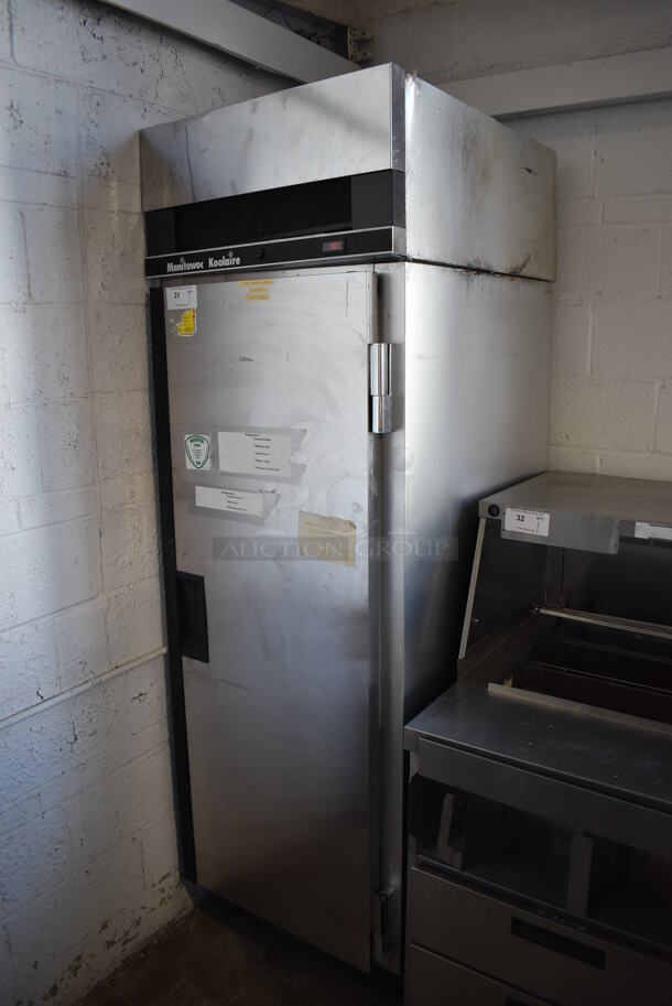 Manitowoc Koolaire KF-1C Stainless Steel Commercial Single Door Reach In Freezer w/ Racks on Commercial Casters. 115 Volts, 1 Phase. 27.5x33x85. Cannot Test - Unit Trips Breaker