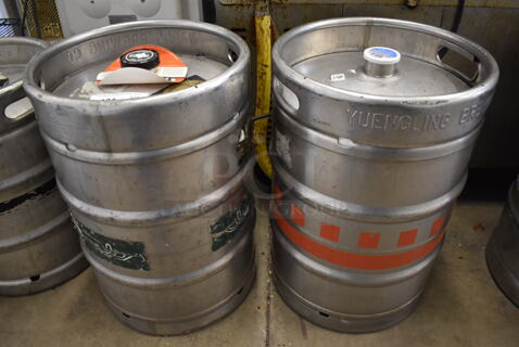 2 Metal 1/2 Size Barrel Kegs. 15.5x15.5x24. 2 Times Your Bid!
