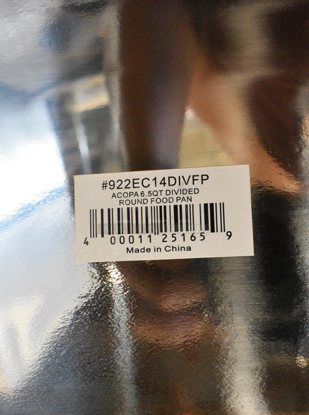 4 BRAND NEW SCRATCH AND DENT! Items Including 922EC4DIVFP Acopa 6.5 Qt. Supreme Divided Round Food Pan, Box of 12 oz Clear SAN Plastic Beer Mugs, 2 Metal Fry Baskets. 4 Times Your Bid!  - Image 5 of 7
