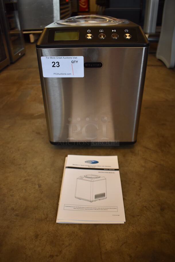 BRAND NEW SCRATCH AND DENT! Whynter ICM-201SB Stainless Steel Countertop Ice Cream Maker. 110-120 Volts, 1 Phase. Tested and Working! - Image 1 of 6