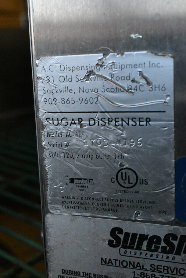 SureShot AC-6ES Stainless Steel Commercial Countertop Sugar Dispenser. 120 Volts, 1 Phase.  - Image 5 of 5