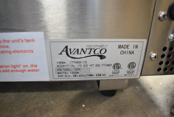 BRAND NEW SCRATCH AND DENT! 2023 Avantco 177HDS175 Stainless Steel Commercial Countertop 175 Dog / 40 Bun Hot Dog Steamer. 120 Volts, 1 Phase. Tested and Does Not Power On - Image 8 of 8