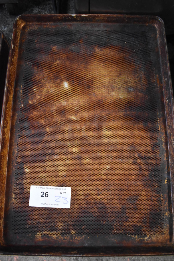 23 Metal Perforated Full Size Baking Pans. 18x26x1. 23 Times Your Bid! - Image 3 of 4