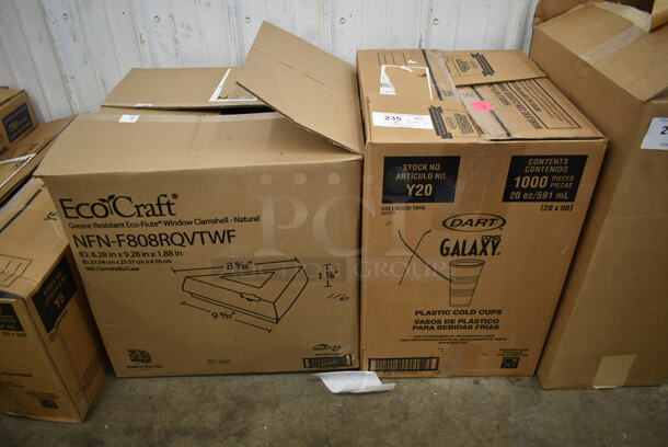 ALL ONE MONEY! Lot of 2 BRAND NEW BOXES of EcoCraft Pie To Go Containers and Dart Galaxy Plastic Cold Cups