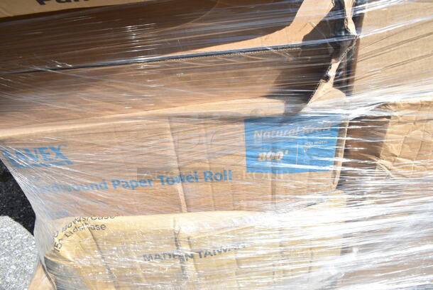 PALLET LOT of 30 BRAND NEW Boxes Including 760IC08W Choice 8 oz. White Paper Frozen Yogurt / Food Cup - 1000/Case, Dart 60HT1 White Foam Hinged Lid Container 6" x 6" x 3" - 500/Case, 2 box 612FFL1230 Choice Foil Steam Table Pan Lid - Full Size - 50/Case, 50020W Choice 20 oz. White Poly Paper Hot Cup, 50010W Choice 10 oz. White Poly Paper Hot Cup - 1000/Case, 127RD32BULK Choice 32 oz. Customizable Microwavable Translucent Round Deli Container - 500/Case, 50012W Choice 12 oz. White Poly Paper Hot Cup - 1000/Case, 395TO991 EcoChoice 9" x 9" x 3" Compostable Sugarcane / Bagasse 1 Compartment Take-Out Box - 200/Case, 500TW16S Choice 16 oz. Translucent Thin Wall Squat Plastic Cold Cup - 1000/Case, 760PCCLEM22 Carnival King 22 oz. Poly Paper Lemonade Cup - 1000/Case. 30 Times Your Bid!  - Image 5 of 12