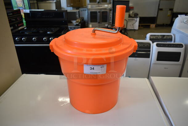 Orange Poly Lettuce Spinner Salad Spinner. - Image 1 of 6