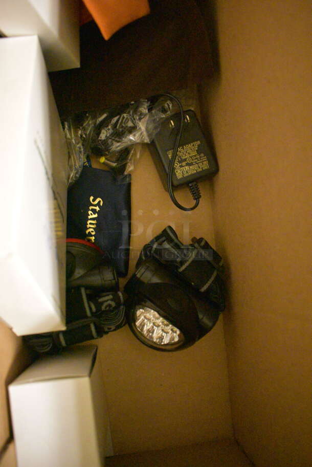 ALL ONE MONEY! Floor Lot of Various Items Including Bamboo Box, 32oz Plastic Bottles, BMR NeuroTech NT2000 Stimulator Unit, Wooden Display Stools, and Intertex Vacuum Cleaner - Image 4 of 12