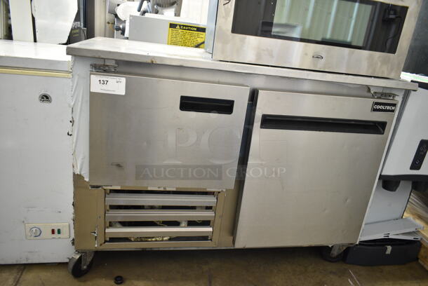 Cooltech CUSTOM48LB Stainless Steel Commercial 2 Door Undercounter Cooler on Commercial Casters. 115 Volts, 1 Phase. Tested and Powers On But Does Not Get Cold
 - Image 1 of 4