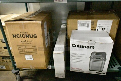 5 Various Items Including BRAND NEW Cuisinart CBK110FR Bread Maker, 2 BRAND NEW Pyle PT696BT.7 Home Theater Receiver, SereneLife SLBCAD50.5 Bath Caddy Breakfast Tray Combo - Natural Bamboo, BRAND NEW NutriChef NCICNUG Ice Maker. 5 Times Your Bid! 