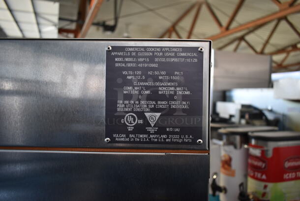 Vulcan VBP15 ENERGY STAR Stainless Steel Commercial 2 Half Size Door Reach In Warming Heated Holding Cabinet on Commercial Casters. 120 Volts, 1 Phase. Tested and Working! - Image 7 of 8
