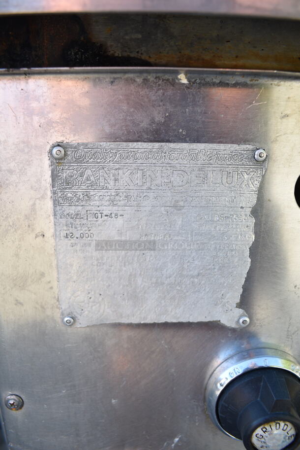 Rankin Delux GR-48 Stainless Steel Commercial Countertop Natural Gas Powered Flat Top Griddle on Turbo Air TCBE-36SDR 2 Drawer Chef Base. 115 Volts, 1 Phase. Cannot Test Due To Cut Power Cord - Image 8 of 8
