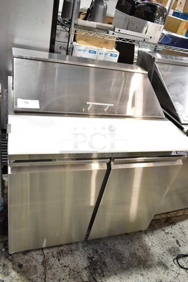 BRAND NEW SCRATCH AND DENT! 2023 Avantco 178ZPT36HC Stainless Steel Commercial Sandwich Salad Prep Table Bain Marie Mega Top. 115 Volts, 1 Phase. Tested and Working! - Image 2 of 7