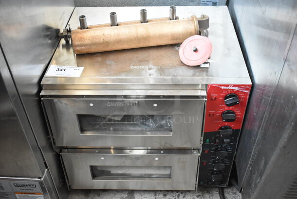 BRAND NEW SCRATCH AND DENT! 2023 Crosson CPO-320 Stainless Steel Commercial Countertop Electric Powered 2 Deck Pizza Oven w/ Broken Cooking Stones. 120 Volts, 1 Phase. - Item #1109624