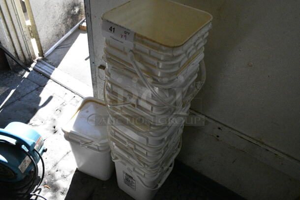 Lot of 9 White Poly Buckets. (kitchen) - Image 2 of 2