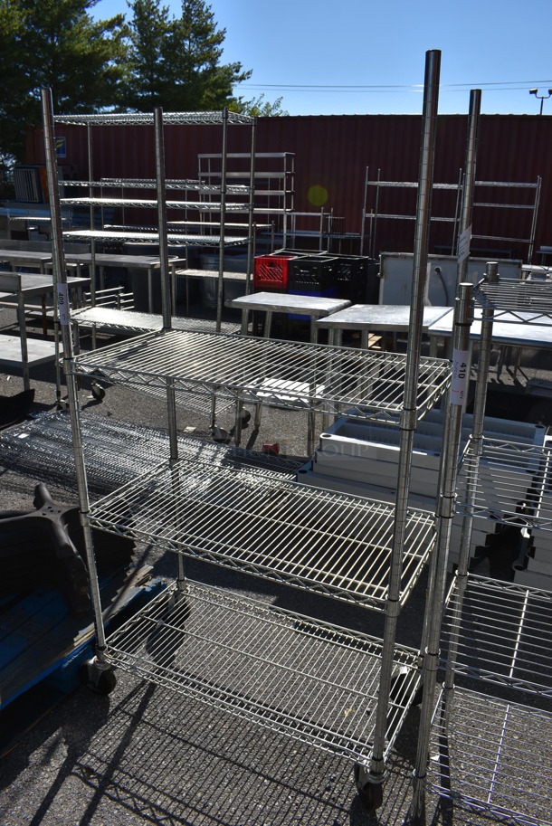 Chrome Finish 3 Tier Shelving Unit on Commercial Casters. BUYER MUST DISMANTLE. PCI CANNOT DISMANTLE FOR SHIPPING. PLEASE CONSIDER FREIGHT CHARGES. 36x18x68 - Image 4 of 4