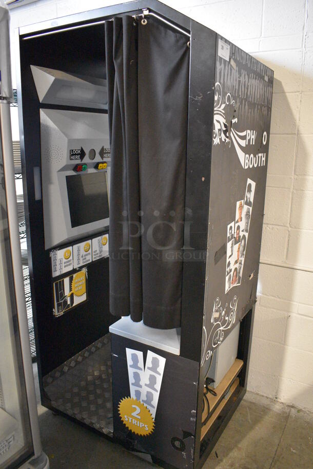 Metal Commercial Floor Style Photo Booth. 37x29x78. Tested and Powers On - Image 2 of 7