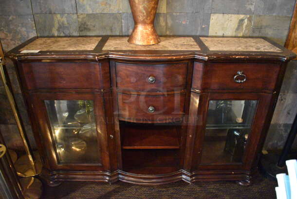 Wooden Buffet Cabinet. BUYER MUST REMOVE. 66x18x42. (Susquehanna Ale House)