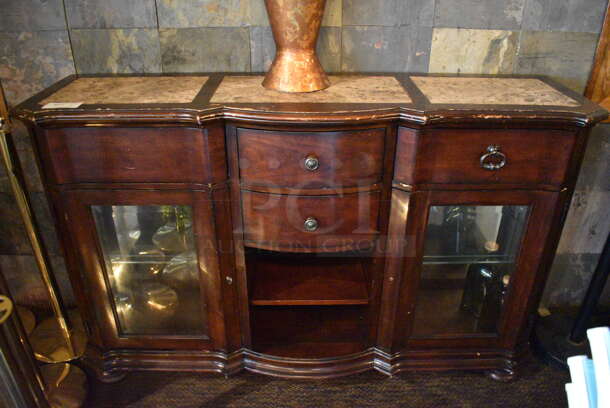 Wooden Buffet Cabinet. BUYER MUST REMOVE. 66x18x42. (Susquehanna Ale House) - Image 1 of 3