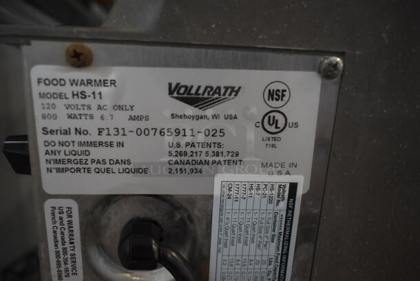 Vollrath HS-11 Stainless Steel Commercial Countertop Soup Warmer. 120 Volts, 1 Phase. Tested and Working! - Image 4 of 4