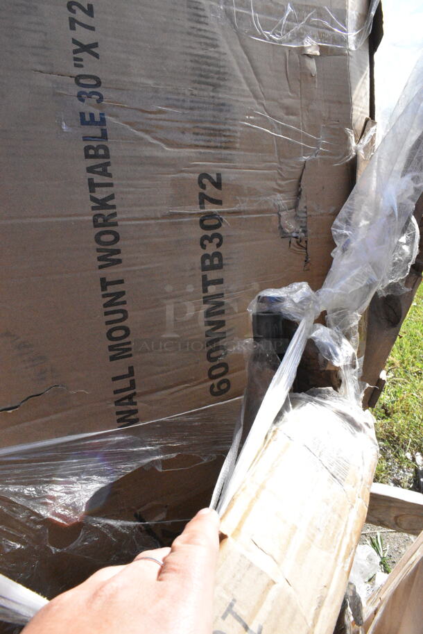 BRAND NEW SCRATCH AND DENT! 600WMTB3072 Regency 30" x 72" 16-Gauge 304 Stainless Steel Wall Mounted Table with 4 1/2" Backsplash. May Be Missing Pieces. - Image 3 of 3