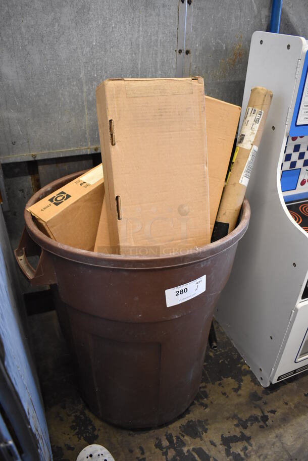 ALL ONE MONEY! Lot of Various Items Including Metal, Mounts in Brown Poly Trash Can.  - Image 3 of 9